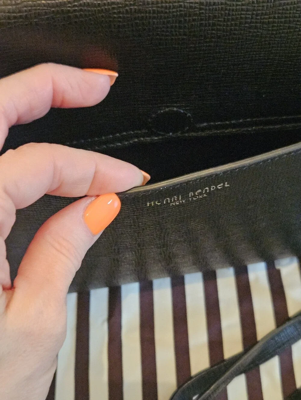 Henri Bendel West 57th Black Leather Satchel Crossbody Top Handle Bag Dust Bag